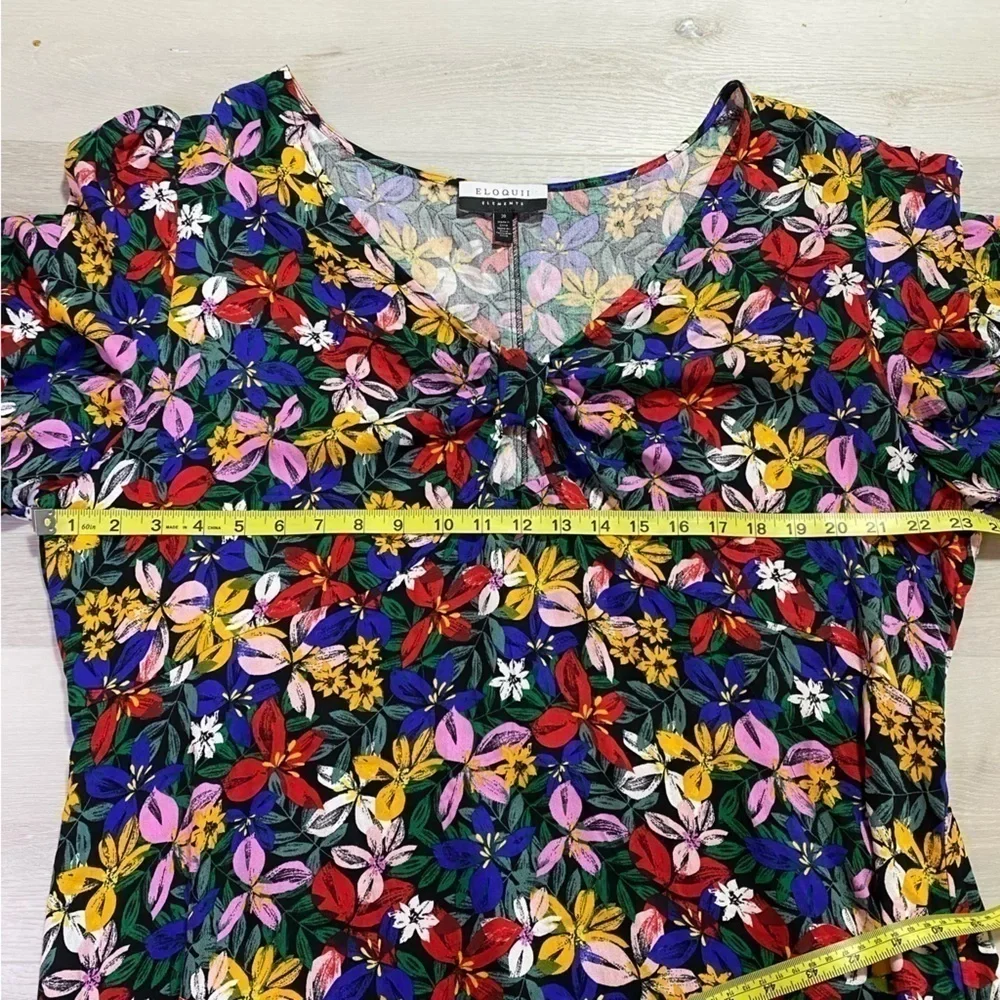 ELOQUII Elements Plus Size Knot Front Floral Print Flounce Dress, Size 20